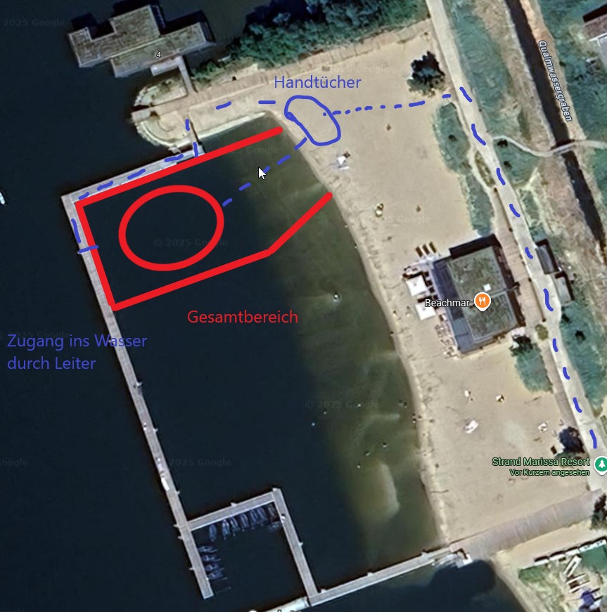 Markierung der Verlustposition am Flussufer